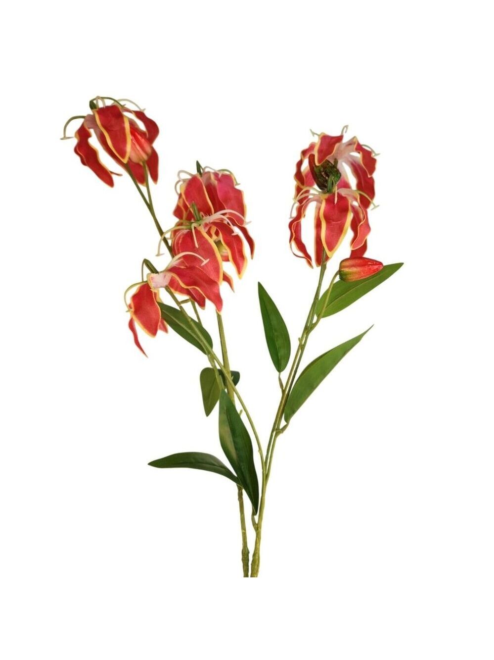 Artificial Gloriosa Lily Stem 31 Inch | Flame Lily Faux Flower | Tropical